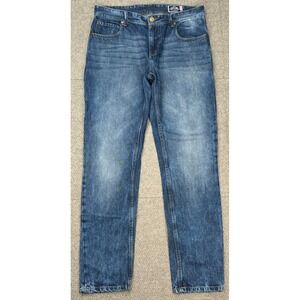 Offline Men's 5 Pocket Premium Rough Denim Straight Leg Denim Jeans Size 34